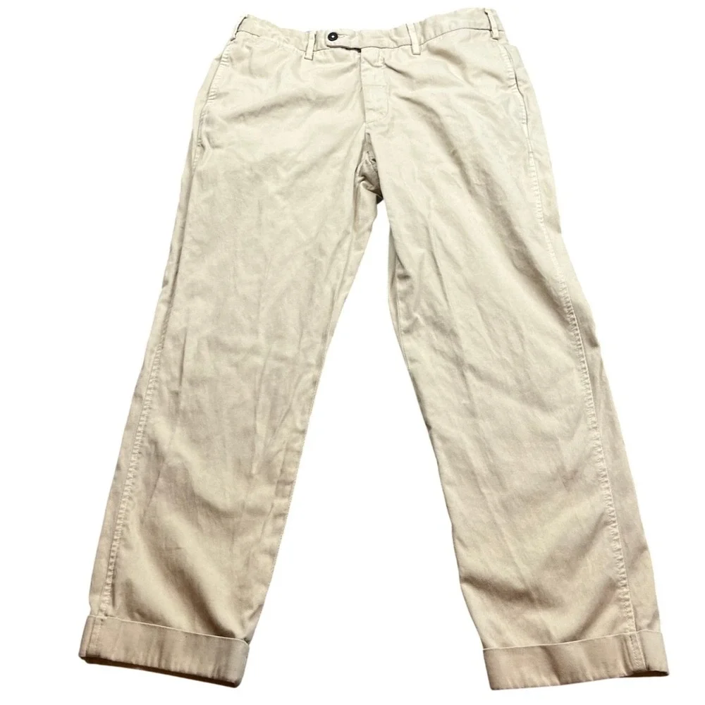Sid Mashburn Trouser Mens 32X27 Khaki Garment Dyed Sport Twill Cotton cuffed